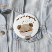 安全ベアーチャイルドコロナウイルスの社会的な距離 缶バッジ (インサイチュ)