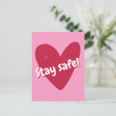 安全対策を！ビッグピンクハート - コロナ応援 ポストカード (スタンド正面)