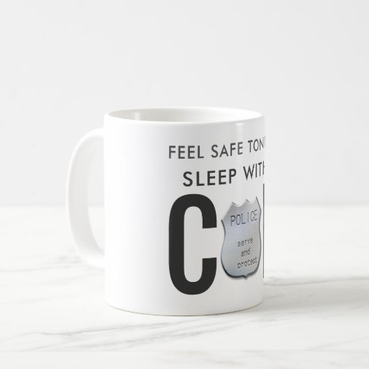 安全感じおもしろい警官のユーモア コーヒーマグカップ (正面左)