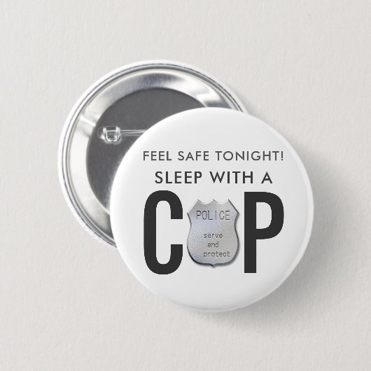 安全感じおもしろい警官のユーモア 缶バッジ (正面&裏面)