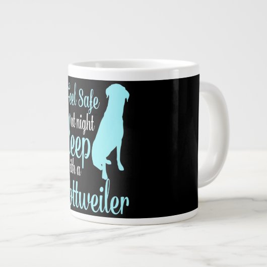 安全感じな愛の夜のロットワイラー ジャンボコーヒーマグカップ (正面右)