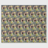 安全懸命帽子をかぶったゴールデンレトリバー ラッピングペーパー (フラット)