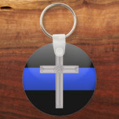 安全用薄青色ライン祈りの言葉 キーホルダー (正面)