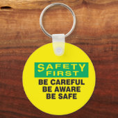 安全第一に注意 キーホルダー (正面)