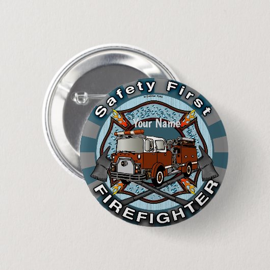 安全第一消防士ピン 缶バッジ (正面&裏面)