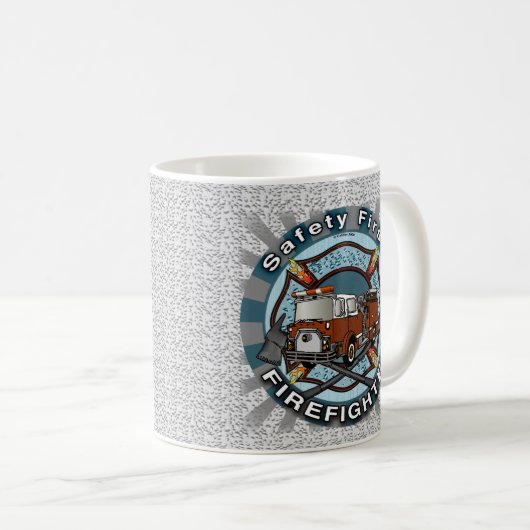 安全第一消防車の消防マグ コーヒーマグカップ (正面右)