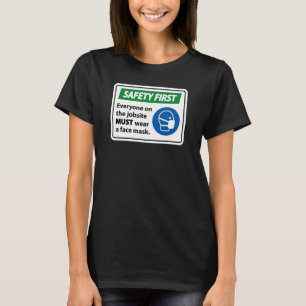 安全第一 顔マスクTシャツ Tシャツ