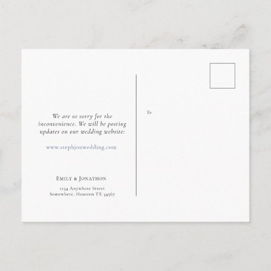 安全第一 COVID19 結婚延期 案内ポストカード (裏面)