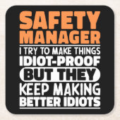 安全管理者が物事をおもしろい諺 スクエアペーパーコースター (正面)