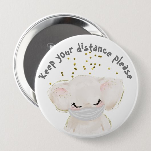 安全象子供コロナソーシャルディスタンス 缶バッジ (正面&裏面)