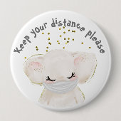 安全象子供コロナソーシャルディスタンス 缶バッジ (正面)