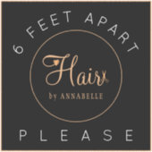 安全距離記号ヘアサロン名エレガント床 シール (正面)