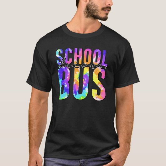 安全運転新学期絞り染めスクールバスDri Tシャツ (正面)