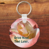 安全運転 キーチェーン Drive Now Text Later ローズ (正面)