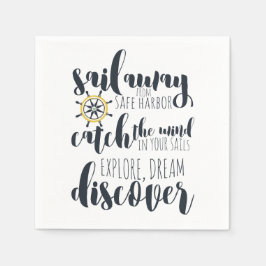 安全遠くに港から出航する |航海の | スタンダードカクテルナプキン