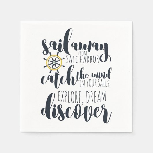 安全遠くに港から出航する |航海の | スタンダードカクテルナプキン (正面)
