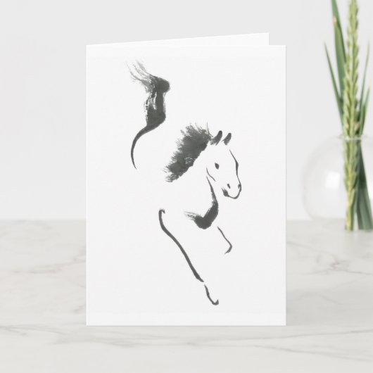 安全、馬のSumi-e年へのダッシュ シーズンカード (正面)