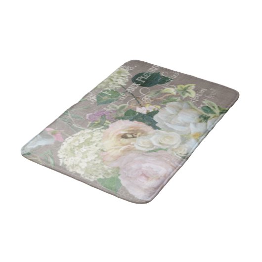 安定させた暗灰色のフランスのな市場の花のヴィンテージのシャクヤク バスマット (アングル)