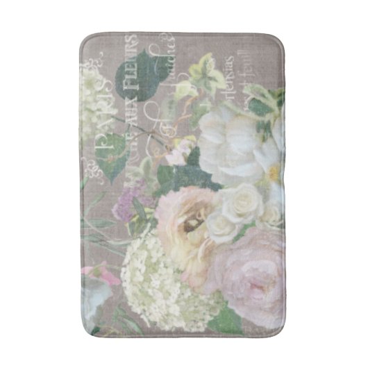 安定させた暗灰色のフランスのな市場の花のヴィンテージのシャクヤク バスマット (正面縦)