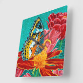 安定させた蝶I スクエア壁時計 (傾斜)