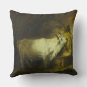 安定したのの白いBull (キャンバスの油) クッション (裏面)