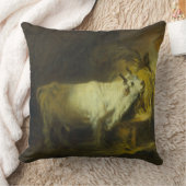 安定したのの白いBull (キャンバスの油) クッション (ブランケット)