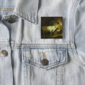 安定したのの白いBull (キャンバスの油) 缶バッジ (インサイチュ)