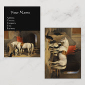 安定したグリーンに犬と《鳥》ハヤブサを持つ白馬 名刺 (正面/裏面)