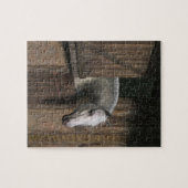 安定したドアの灰色の馬 ジグソーパズル (横)