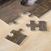 安定したドアの灰色の馬 ジグソーパズル (側面)