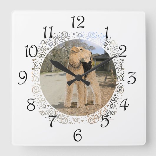 安定したヤードのAiredale スクエア壁時計 (正面)