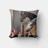 安定した枕の馬そして猟犬 クッション (正面)