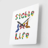 安定した生活 スクエア壁時計 (傾斜)