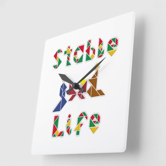 安定した生活 スクエア壁時計 (傾斜)