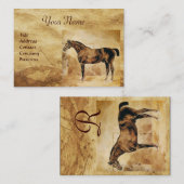 安定した羊皮紙モノグラムの英国馬 名刺 (正面/裏面)