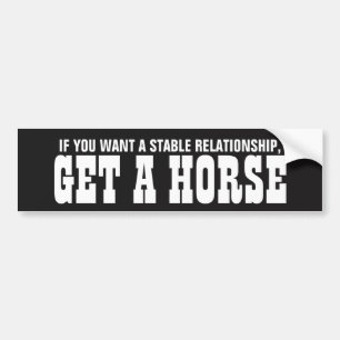 安定した関係がほしいと思ったら馬を得て下さい バンパーステッカー