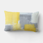 「安定した」灰色および黄色の抽象美術 ランバークッション (裏面)