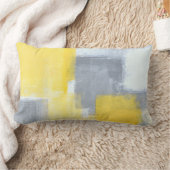 「安定した」灰色および黄色の抽象美術 ランバークッション (ブランケット)