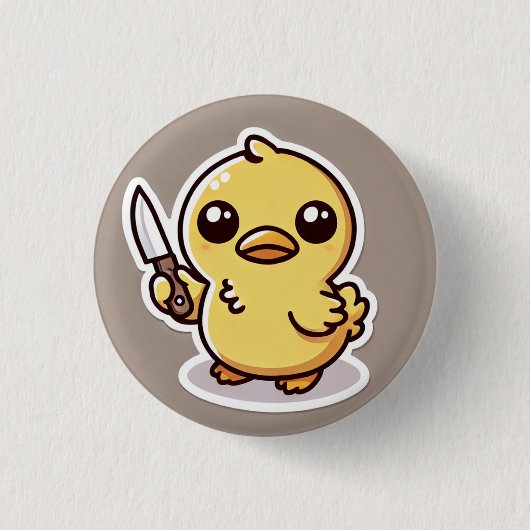 安定性：かわいいダックボタン 缶バッジ (正面)