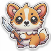 安定性：かわいいCorgi Vinyl Sticker シール (正面)