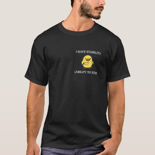 安定感があって刺せる面白いと言う皮肉 Tシャツ (正面)