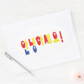 安寧八瀬代!韓国こんにちは!안녕하세요ハングル文字 楕円形シール (封筒)