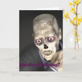 安心誕生日の漫画ゾンビからの挨拶 カード (黄色い花)