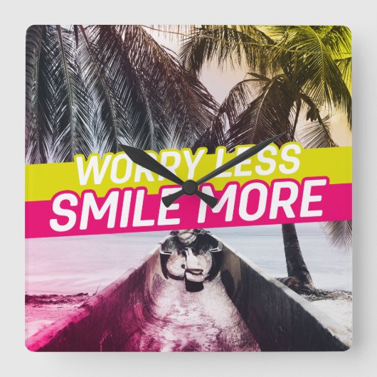 安心、スマイル スクエア壁時計 (正面)