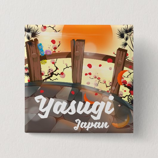 安来日本花園 缶バッジ (正面)