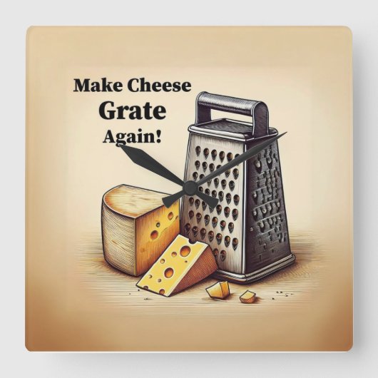 安笑わされる全な政治 スクエア壁時計 (正面)