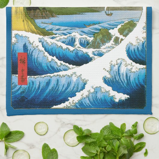 安藤広重による駿州薩多津の海 キッチンタオル (折り畳み)