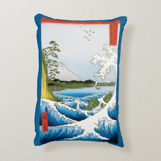 安藤広重の駿河国薩田の海 アクセントクッション (裏面(縦))