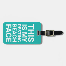 安静おもしろいビーチ顔 |ティール(緑がかった色)旅行 ラゲッジタグ