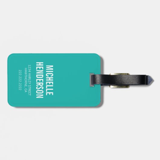 安静おもしろいビーチ顔 |ティール（緑がかった色）旅行 ラゲッジタグ (裏面横)